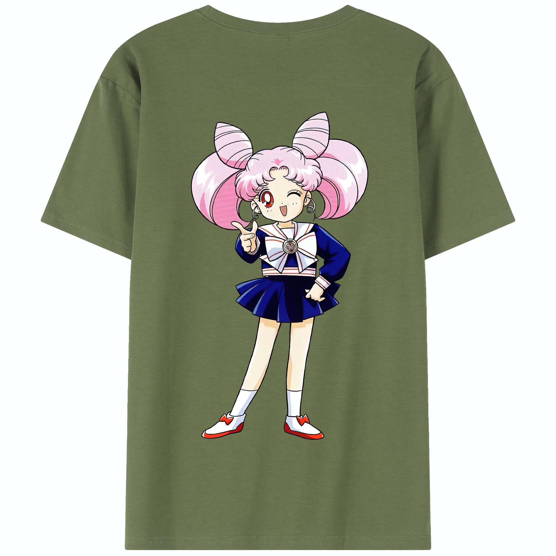 （画像用） 美少女戦士セーラームーン ちびうさ Sailor Moon Chibiusa Tsukino Usagi Small Lady Serenity 綿100％半袖Tシャツ（背面プリント）